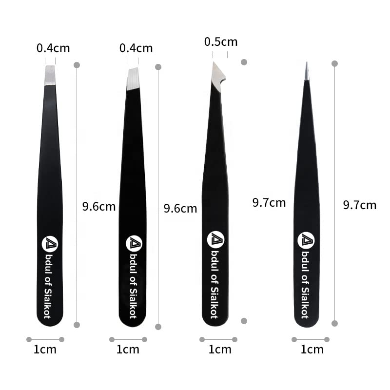 Abdul of Sialkot Eyebrow Tweezer Set for Women & Men - Professional Slant and Pointed Tweezers Set with Case - Precision Tweezers Kit for Facial Hair Beauty & Personal Care Abdul of Sialkot