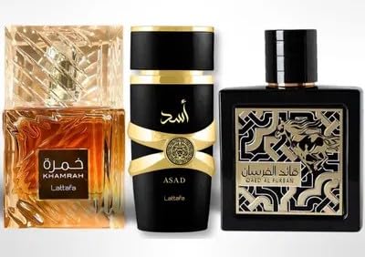 Lattafa Perfume Bundle - Khamrah + Asad + Qaed Al Fursan Eau de Parfum for Men - 3 x 100ml Long-Lasting Fragrances Gift Set Beauty & Personal Care Lattafa