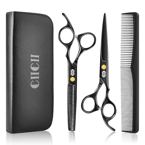 CIICII Hair Cutting Scissors Shears Kit, Professional Barber Haircut Scissors Set (6.7 Inch Hair Beard Hairdressing Trimming Haircutting Thinning Beauty and Personal Care CIICII Default Title