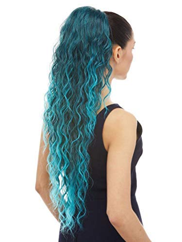 Glow Ponytail Color 4 Dark Brown - Sepia Wigs 27" Long Layered Wavy Heat Friendly Synthetic African American Pony Drawstring Hair Piece Ariana Cola de