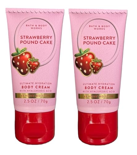 Bath and Body Works Travel Cream 2.5 oz - Pack of 2 (Strawberry Pound Cake) Beauty & Personal Care Bath & Body Works