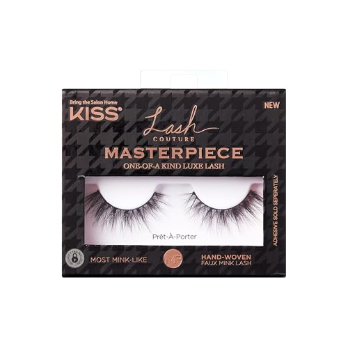 KISS Lash Couture Masterpiece Hand-Woven Faux Mink False Eyelashes, Style ‘Prêt-À-Porter’, 12mm, Easy to Apply, Reusable, Vegan, Cruelty Free, 1 Pair Beauty & Personal Care KISS