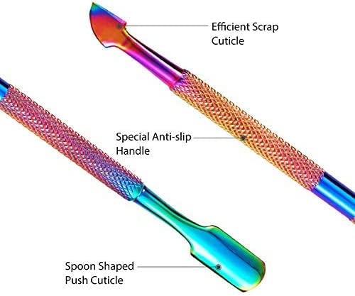 Easkep Cuticle Trimmer with Cuticle Pusher, Cuticle Remover Professional Stainless Steel Cuticle Cutter Nippers Rainbow Sharp Sturdy Pedicure Manicure Beauty & Personal Care Easkep