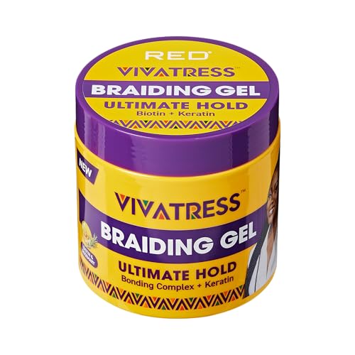 Red by Kiss VIVATRESS Ultimate Hold Braiding Gel - 4X Extra Strong, No Flake, Non Greasy, Long Lasting Sleek Styling Gel with Keratin, Biotin Beauty & Personal Care Red by Kiss