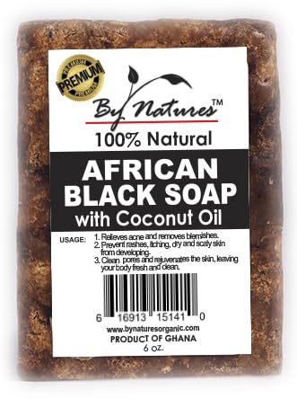By Natures 100% Natural African Black Soap With Coconut Oil 6.0 Oz (Pack of 1) Beauty & Personal Care By Natures