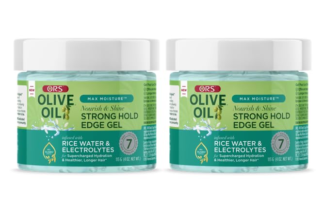 ORS Olive Oil Max Moisture Nourish & Shine Strong Hold Edge Gel with Rice Water & Electrolytes 4 Oz (Pack of 2) Beauty & Personal Care ORS