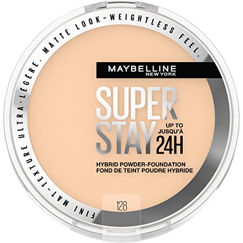 Maybelline Super Stay Up to 24HR Hybrid Powder-Foundation, Medium-to-Full Coverage Makeup, Matte Finish, 128, 1 Count Beauty & Personal Care MAYBELLINE