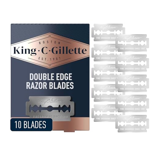 King C. Gillette Double Edge Safety Razor Blades 10 count, Stainless Steel Platinum Coated Blades Beauty and Personal Care King C. Gillette
