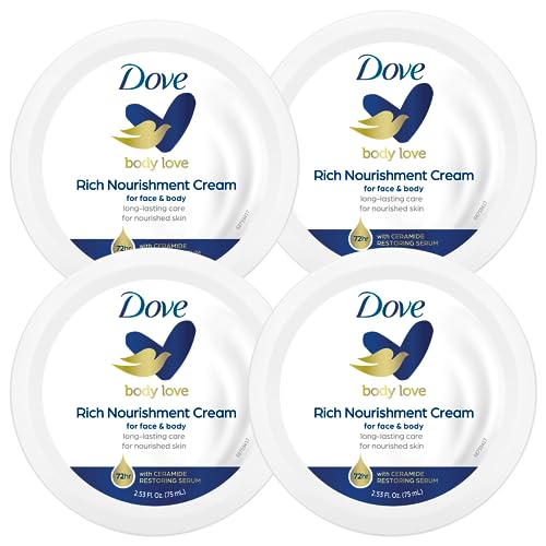 Dove Nourishing Body Care, Face, Hand, and Body Rich Nourishment Cream for Extra Dry Skin with 48-Hour Moisturization, 4-Pack, 2.53 Oz Each Jar Beauty & Personal Care Dove
