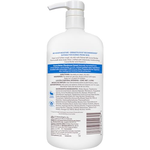 Palmer's Cocoa Butter Formula Daily Skin Therapy Body Lotion, 33.8 Oz Pump Bottle, Intensive Moisturizer for Dry and Eczema-Prone Skin, Enriched Beauty & Personal Care Palmer's