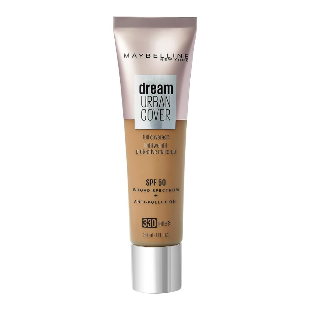 Maybelline New York Dream Urban Cover Flawless Coverage Foundation Makeup, SPF 50, Toffee