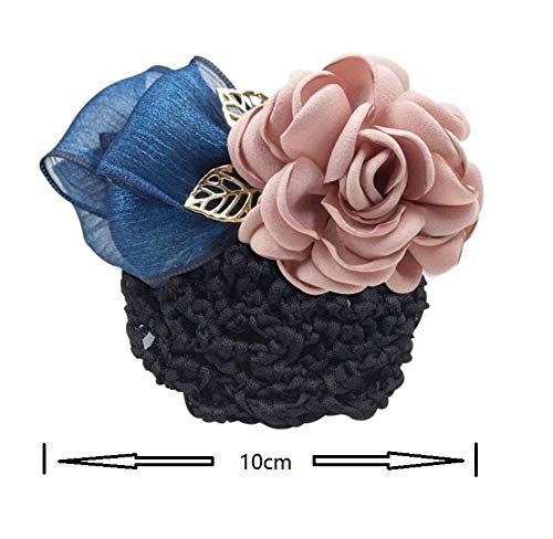 Women Hair Bun Cover Net Snood Hairnet Bowknot Decor Barrette Hair Clip Bow Ribbon Flower Hair Accessories For Stewardess Banks Hotels Restaurant Beauty & Personal Care NATUWORLD