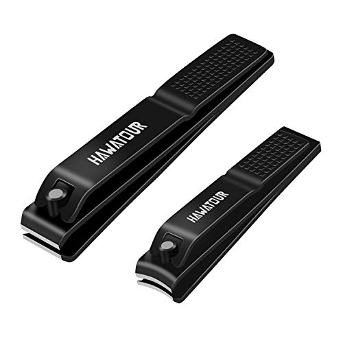 HAWATOUR Nail Clippers Set, Ultra Sharp Sturdy Fingernail and Toenail Clipper Cutters with Visibly Tin Case, Black Beauty & Personal Care HAWATOUR