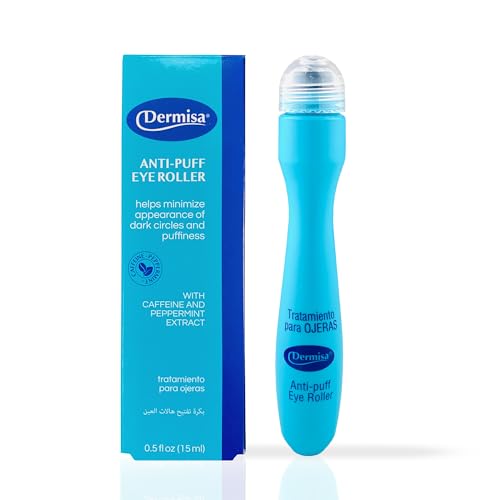 Dermisa Eye Roller for Puffy Eyes - Anti-Puff Dark Circle Under Eye Treatment Serum with Caffeine & Peppermint for Bright, Healthy Skin - Paraben Beauty & Personal Care Dermisa