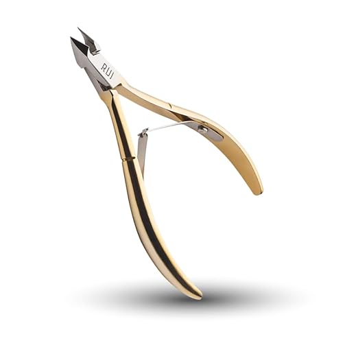 Rui Smiths Professional Cuticle Nippers, Gold-Plated Carbon Steel, French Handle, Double Spring, 6mm Jaw (Full Jaw) Beauty & Personal Care Rui Smiths
