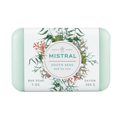 Mistral Classic French Bar Soap, South Seas, 7 oz - Triple-Milled Luxury Natural Soap with Organic Shea Butter & Olive Oil | Long-Lasting Moisturizing Beauty & Personal Care Mistral