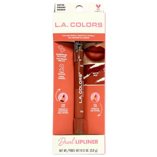 LA Colors Matte Red Dual Lipliner - Dreamy Delight, Lipliner Pencil with sharpener, 0.13 oz Beauty & Personal Care L.A. COLORS