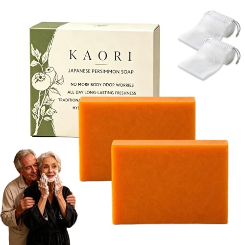 Slumberlee Kaori Persimmon Soap for Old People Smell, Natural Deodorizing Body Bar - Removes Odor, Aging Skin Gentle Cleanser Japanese Extract Men Beauty & Personal Care Slumberlee