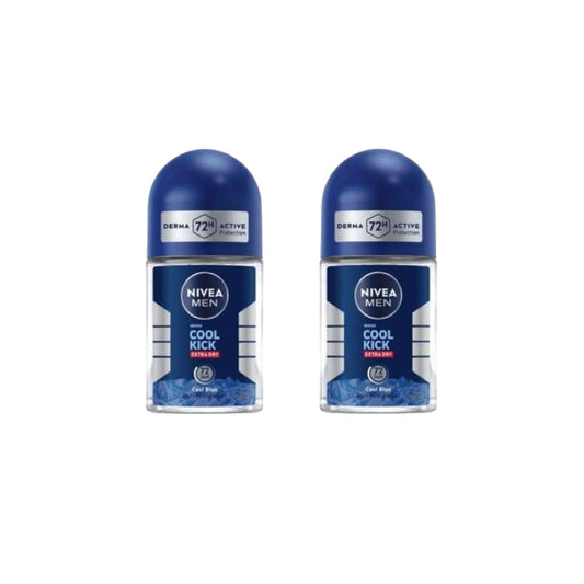 NIVEA Men Cool Kick Anti-Perspirant Roll-On Deodorant 25ml - 72 Hour Sweat & Odor Protection, Refreshing Cool Formula with Masculine Scent, Skin Beauty and Personal Care NIVEA
