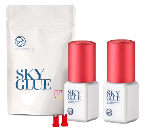 2 Bottles Sky Glue S+ for Eyelash Extension 5ml - Powerful Strong Professional Black Bonding Adhesive for Lash Extensions / 1-2s Fast Drying / 6-8 Beauty & Personal Care TUBeauty