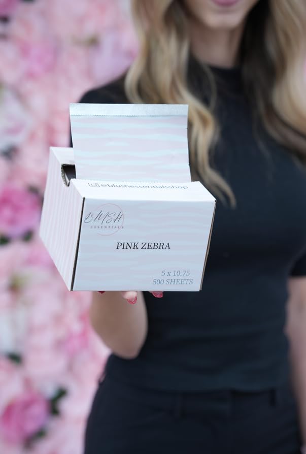 Blush Essential Pink Zebra Hair Salon Aluminum Foils - 500 Sheets, 5in x 10.75in - Tin Foil for Highlighting, Balayage, and Hair Color, Cute Hair Beauty & Personal Care Blush Essentials