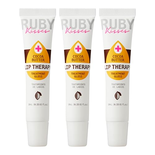 Ruby Kisses Cocoa Butter Hydrating Lip Oil Treatment Gloss (3 Pack), Hydrates & Heals with Vitamin E & Jojoba, Lightweight Clear Non-Greasy Formula Beauty and Personal Care Ruby Kisses