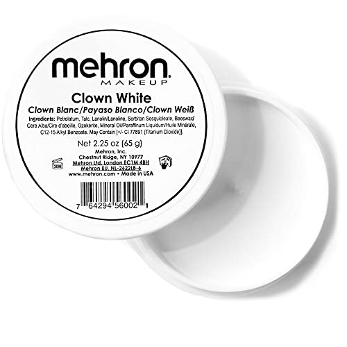 Mehron Makeup Clown White Professional Face Paint Cream Makeup | White Face Paint for Stage, Film, Cosplay, & Mime | Halloween Clown 2.25 oz (65g) | Beauty & Personal Care Mehron