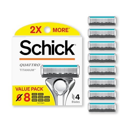 Schick Quattro Titanium Razor Refills, 8ct | Schick Razor Blades Refills, Razor Blades for Men, Shaving Blades for Men, Quattro Razor Refill, 4 Blade Beauty and Personal Care Schick Default Title
