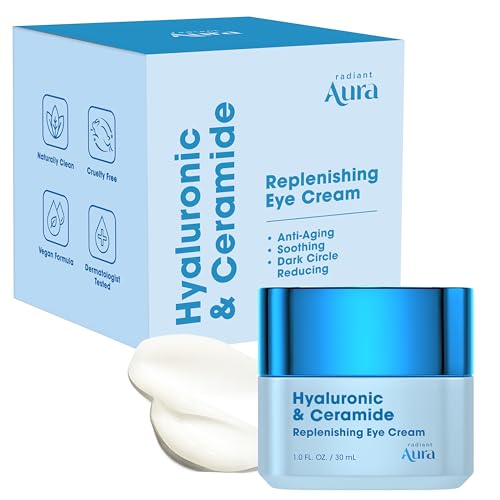 Radiant Aura Hyaluronic Acid & Ceramide Eye Cream For Dark Circles - Dermatologist Tested, Anti Aging Korean Skin Care - Deep Hydration & Depuffing Beauty & Personal Care Radiant Aura
