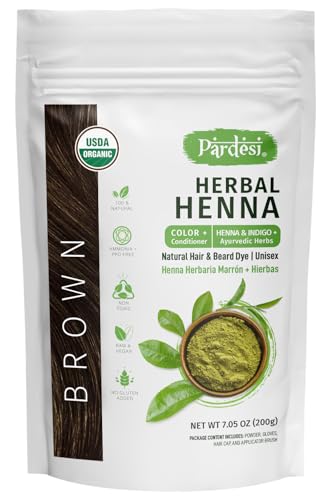 Pardesi Organic Henna Brown 200g - Natural Hair Color & Conditioning Treatment | Halal, Non-GMO, Vegan | Chemical-Free Beauty & Personal Care PARDESI