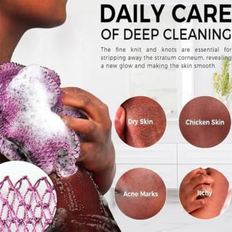 2 Pieces African Bath Net Sponge Exfoliating Shower Body Scrubber, Smooth Skin, Great for Daily use (White & Pink) Beauty and Personal Care Pink Revival