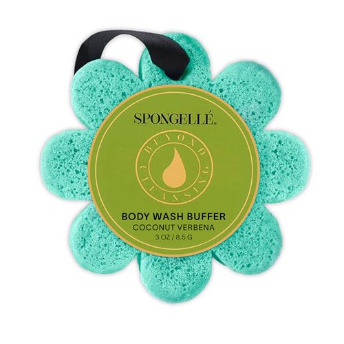 Spongelle Coconut Verbena Wild Flower Buffer Body Scrubber | Bath & Shower Loofah for Women | Exfoliator with Body Wash Infused Sponge | 14+ uses Beauty & Personal Care SPONGELLÉ