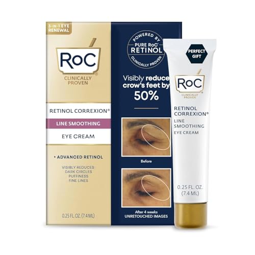 RoC Retinol Correxion Eye Cream Mini for Dark Circles & Puffiness, Daily Wrinkle Cream, Anti Aging Line Smoothing Skin Care Treatment, .25 Ounces Beauty & Personal Care RoC