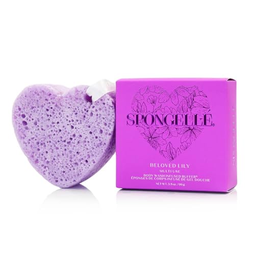 Spongellé Beloved Lily Heart Bath Sponge - Built-in Body Wash & Body Scrubber, Shower Loofah Sponge for Women - 20+ uses Beauty and Personal Care SPONGELLÉ