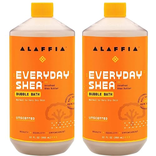Alaffia Everyday Shea Bubble Bath, Cleanse, Soothe & Moisturize Skin, Made with Fair Trade Shea Butter, Cruelty Free, No Parabens, Vegan, Unscented, 2 Beauty & Personal Care Alaffia