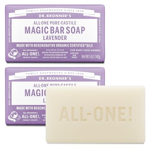 Dr. Bronner's Pure-Castile Magic Bar Soap - Made with Regenerative Organic Certified Oils - For Face, Body, Hair- Gentle on Sensitive Skin - Vegan Beauty & Personal Care Dr. Bronner's
