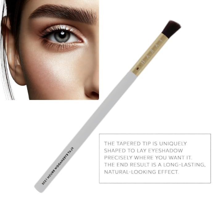 F.A.R.A.H Flat Eyeshadow Brush 155E - White - Vegan Blending Brush for Creams & Powders - Precise Eye Makeup Application - Brass Ferrule & White Beauty & Personal Care F.A.R.A.H