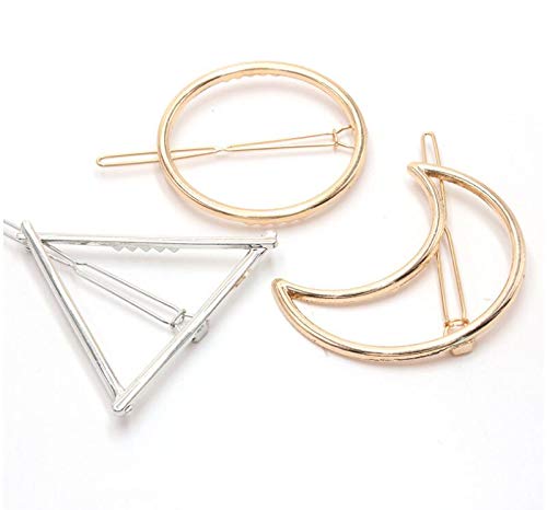 Drayas Minimalism Style Hair Clip for Women?Metal Hair Clips Geometric Patterns Hair Barrettes, Leaf Bowknot Hollow Round Triangle Moon hollow Hair Beauty & Personal Care Drayas