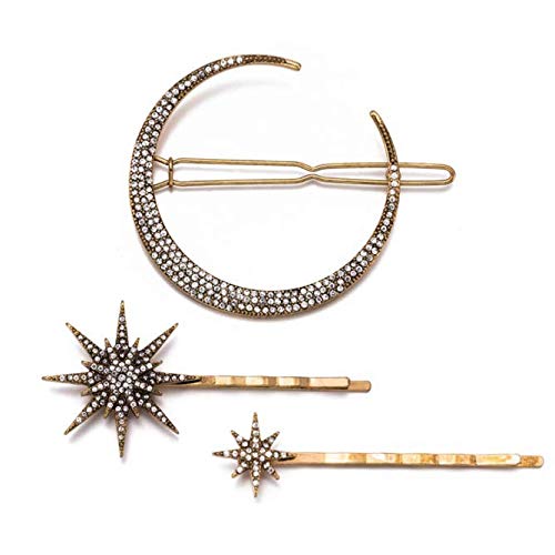 DNHCLL Moon Star Hexagram Crystal Hair Clips Set Women Lady Alloy Barrettes Hairpin Side Clip Hair Accessories Decorative Hair Accessoeies Headpieces Beauty & Personal Care DNHCLL