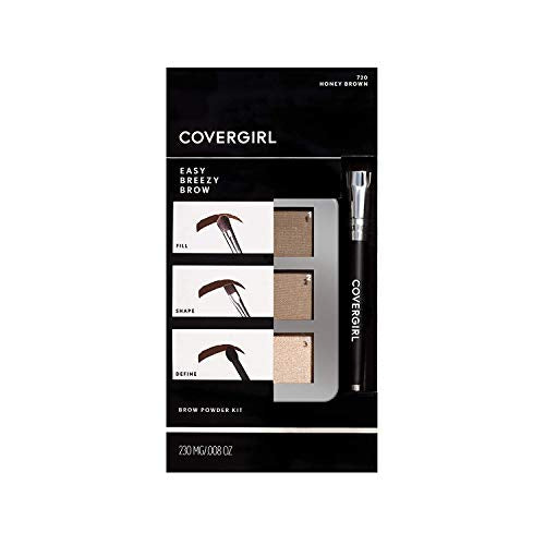 COVERGIRL - Easy Breezy Brow Powder Kit, three shades brow definer, professional double-ended angled brush, effortless, 100% Cruelty-Free Beauty & Personal Care COVERGIRL