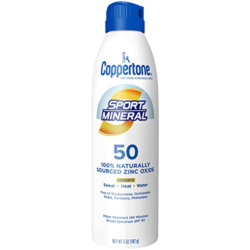 Coppertone SPORT Mineral SPF 50 Sunscreen Spray | Zinc Oxide Sunscreen | Water Resistant | 5oz Beauty & Personal Care Coppertone