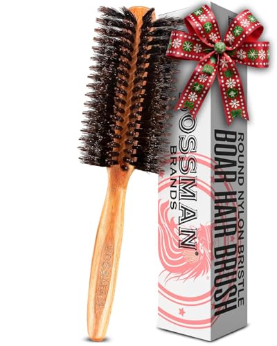 Bossman Boar & Nylon Bristle Round Hair Brush, 2 Inch - Blow Dryer Brush for Styling, Curling, Detangling, and Straightening Beauty & Personal Care Bossman
