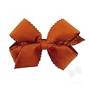 Wee Ones Girls' Grosgrain Hair Bow with Scalloped Edge Faux Velvet Overlay, Medium, Burnt Orange Beauty & Personal Care Wee Ones