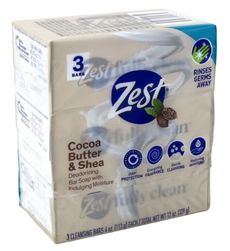 Zest Bath Bars Cocoa Butter Shea bars 3 ea, Chocolate, 4 Fl Oz Beauty & Personal Care Zest