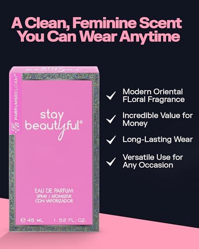 PB ParfumsBelcam Stay Beautiful Eau De Parfum Spray for Women, Floral and Fresh Fragrance, Long-Lasting Scent for Day & Night Wear, Elegant Perfume Beauty & Personal Care PB ParfumsBelcam