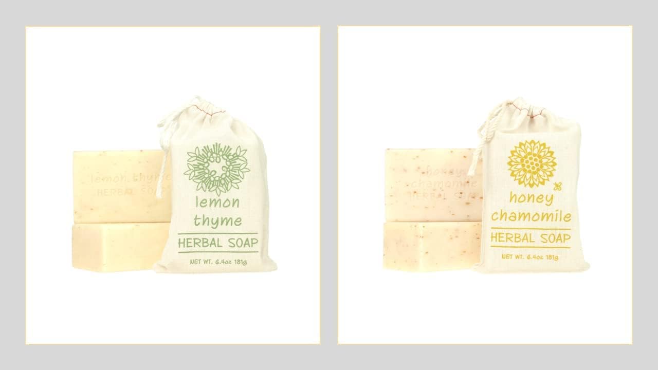 Greenwich Bay Trading- 2 Pack Honey Chamomile & Lemon Thyme Herbal Soaps- Enriched with Shea Butter, Virgin Olive Oil and Infused with Fresh Botanical Beauty & Personal Care Greenwich Bay