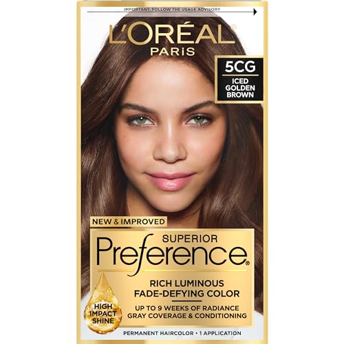 L'Oreal Paris Superior Preference Luminous Fade-Defying Permanent Hair Color, Hair Dye For Up to 9 Weeks of Radiance, Iced Golden Brown 5CG, 1 Hair Beauty & Personal Care L'Oreal Paris