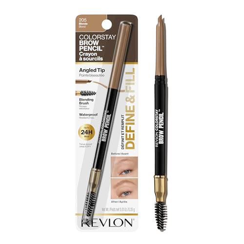 Revlon ColorStay Eyebrow Pencil with Spoolie Brush, Waterproof, Hair-Like Strokes, Stocking Stuffer for Her, 205 Blonde, 0.021 oz Beauty & Personal Care REVLON