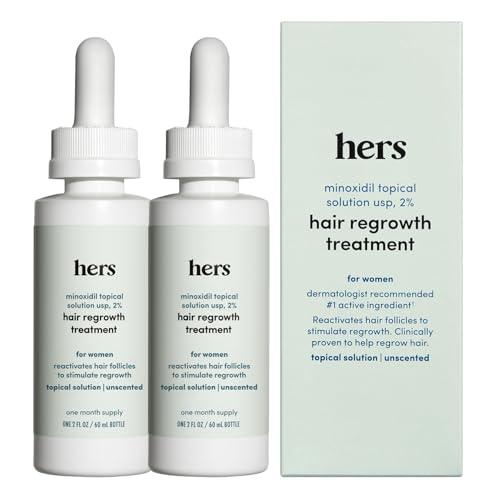 hers Hair Regrowth Treatment - Topical Minoxidil 2% Solution for Women - Supports Thicker, Fuller Hair - Non-Greasy - Unscented, 2 Pack Beauty and Personal Care HIMS & HERS Default Title