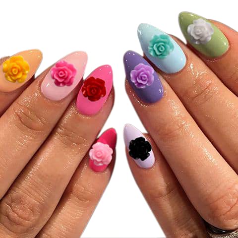 100 pieces Rose Embellishments for Nail Art Charm or jewelry making, 3D with Flat Back Resin Beads Manicure Multicolor Flowers Beauty & Personal Care VictorieLei